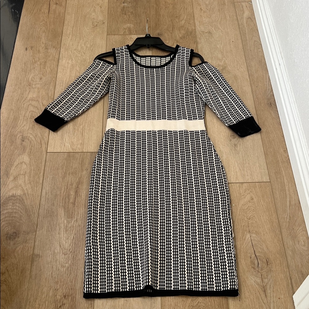 Elegant Black and White Women's Sweater Dress